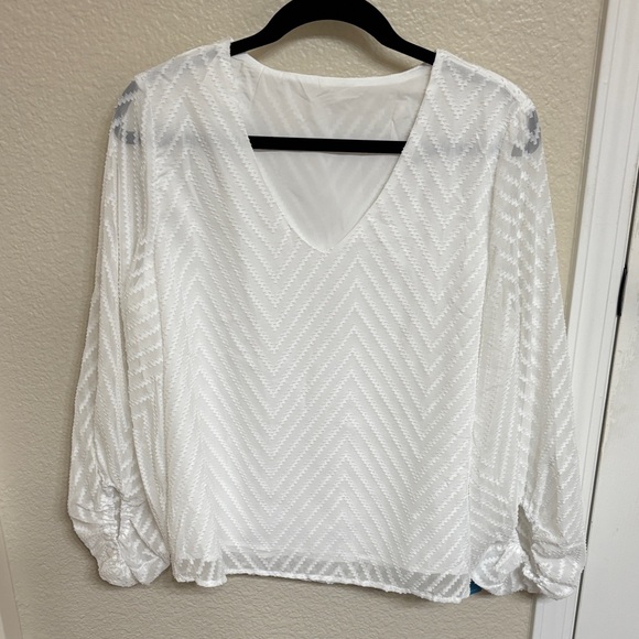 NWT Cupshe Kaleigh Long Sleeve Ruching V-Neck Blouse - Picture 1 of 16